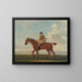 Een van de vier paardenportretten, een voskleurig renpaard met jockey die naar links loopt - James Seymour — ingelijst kunstwerk aan de muur