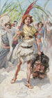 David brengt het hoofd van Goliath naar Jeruzalem - James Tissot — weergave van het kunstwerk