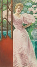 Portret van een jonge vrouw in een kas - James Tissot — weergave van het kunstwerk