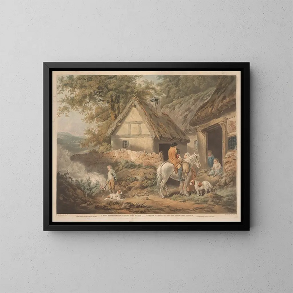 Een jongen die onkruid aan het verbranden is - James Ward — ingelijst kunstwerk aan de muur