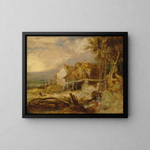 Een bovenwiel watermolen - James Ward — ingelijst kunstwerk aan de muur
