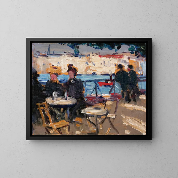 A café scene - James Wilson Morrice — framed artwork on a wall