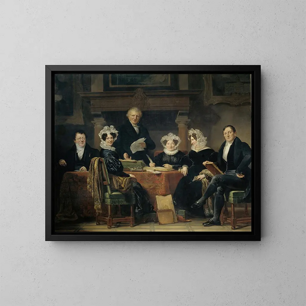 The Regents and Regentesses of the Leper Asylum of Amsterdam 1834-1835 - Jan Adam Kruseman — framed artwork on a wall