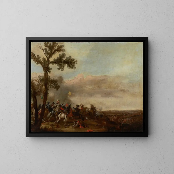 Battle Scene - Jan Asselijn — framed artwork on a wall
