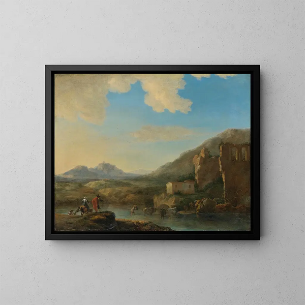 Mountain Landscape Painting - Jan Asselijn — framed artwork on a wall