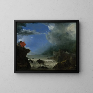 De doorbraak van de dijk van Saint-Antoine bij Amsterdam - Jan Asselijn — ingelijst kunstwerk aan de muur