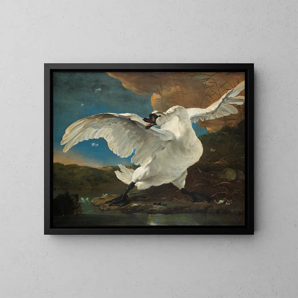 The Threatened Swan - Jan Asselijn — framed artwork on a wall
