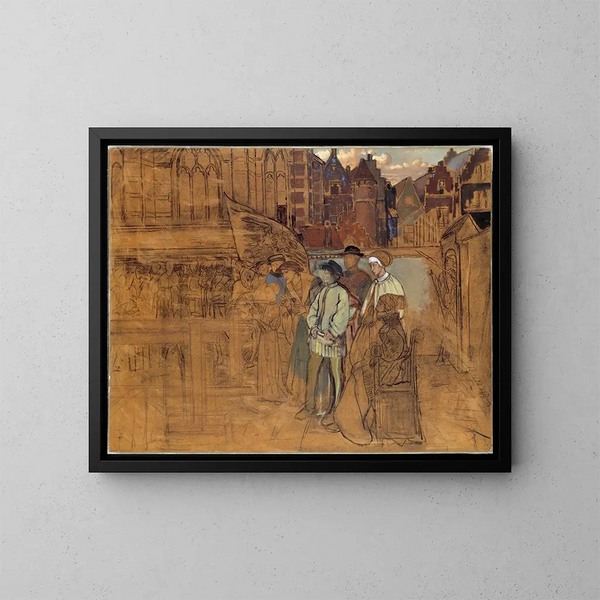 Feast of archery in Antwerp in the 16th century - Jan August Hendrik Leys — framed artwork on a wall