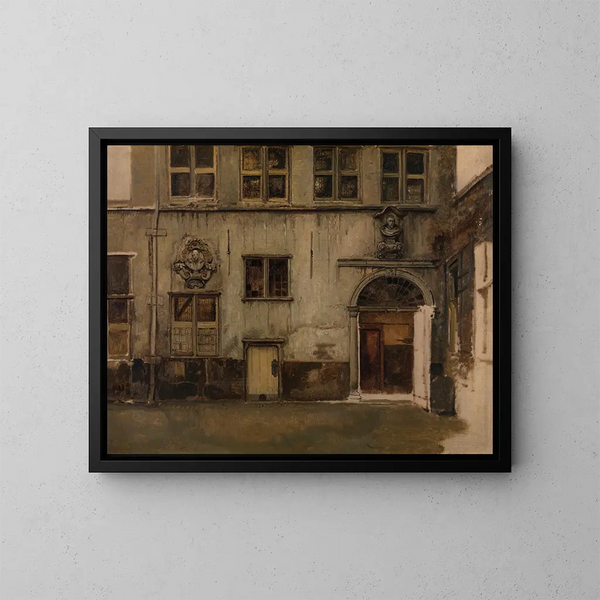 Cour de la maison de Christoffel Plantin - Jan August Hendrik Leys — framed artwork on a wall