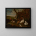 van een eend, een haan, kippen, ganzen, eenden, duiven en kolommen bij een put in een landschap - Jan Baptist Boel — ingelijst kunstwerk aan de muur