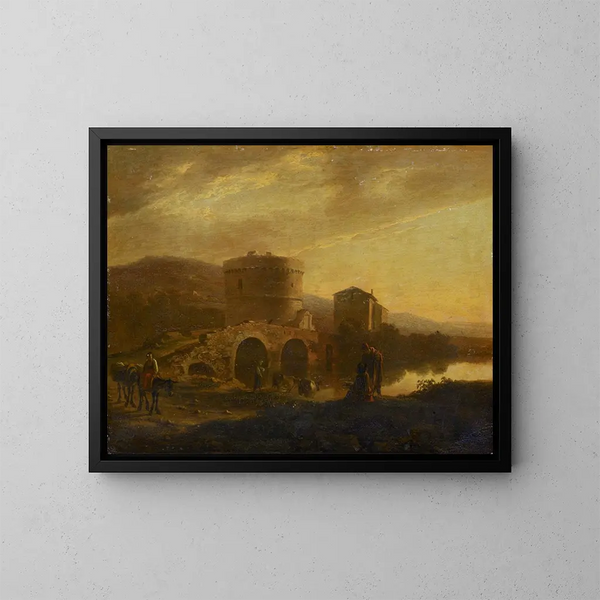 Pont Lucano avec la tombe des Plautii - Jan Both — framed artwork on a wall