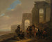 Straatscène met Romeinse ruïnes - Jan Both — weergave van het kunstwerk