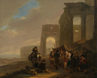 Straatscène met Romeinse ruïnes - Jan Both — weergave van het kunstwerk