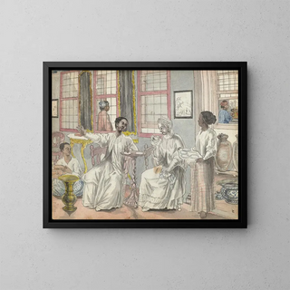 De Bezoek in een Europees Huis in Batavia - Jan Brandes — ingelijst kunstwerk aan de muur