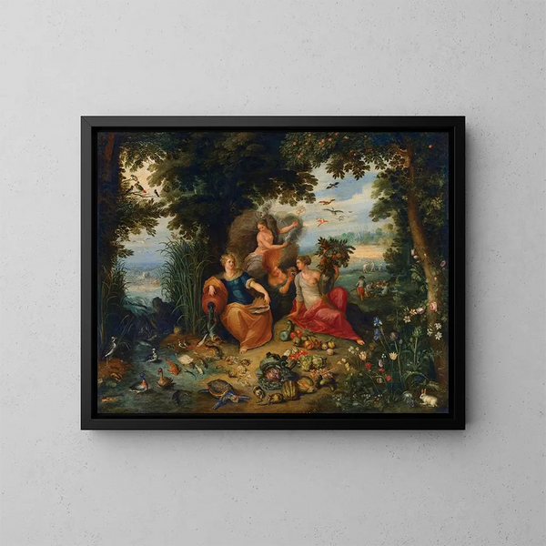 Allegorie van de vier elementen - Jan Brueghel de Jonge — ingelijst kunstwerk aan de muur