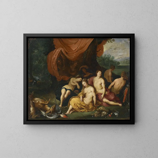 Diane en haar nimfen na de jacht - Jan Brueghel de Jonge — ingelijst kunstwerk aan de muur