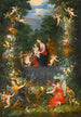 La Sainte Famille dans une guirlande de fruits, fleurs et légumes tenue par des anges - Jan Brueghel le Jeune — weergave van het kunstwerk