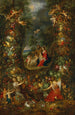 La Sainte Famille entourée d'une guirlande de fruits soutenue par des putti - Jan Brueghel le Jeune — weergave van het kunstwerk