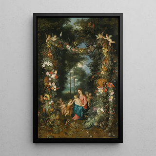 Jan Brueghel the Younger - The Virgin And Child With The Infant St John The Baptist Surrounded By Garlands And Swags Of Fruit And Flowers.webp
