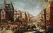 Stadlandschap in de winter met koetsen - Jan Carel van Eyck — weergave van het kunstwerk