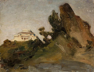 van het huis van de maharadja's in Abu Road bij schemering - Jan Cybis — weergave van het kunstwerk