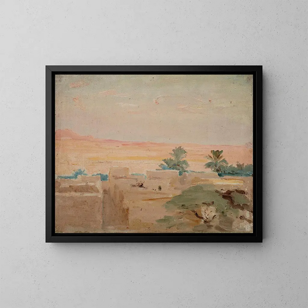 Avond in de Biskra-woestijn - Jan Cybis — ingelijst kunstwerk aan de muur