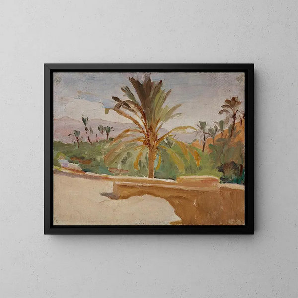 Oasis van Biskra met palmbomen - Jan Cybis — ingelijst kunstwerk aan de muur