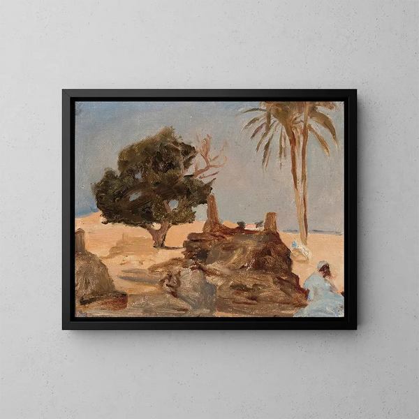 Begraafplaats nabij de piramides tijdens de reis in Egypte - Jan Cybis — ingelijst kunstwerk aan de muur
