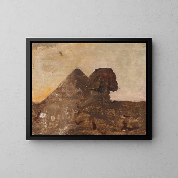 Avond in de woestijn, Sfinx en piramide, van de reis naar Egypte - Jan Cybis — ingelijst kunstwerk aan de muur