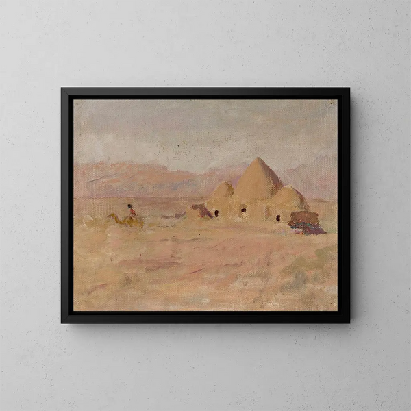 Monument op het graf van de Kirgiz in de steppe. Van de reis naar Turkestan. - Jan Cybis — ingelijst kunstwerk aan de muur