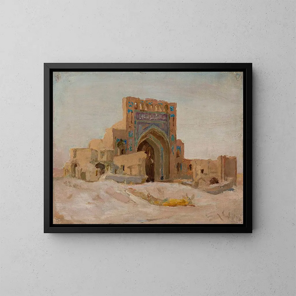 Moskee uit het oude Perzische Turkestan-reis - Jan Cybis — ingelijst kunstwerk aan de muur