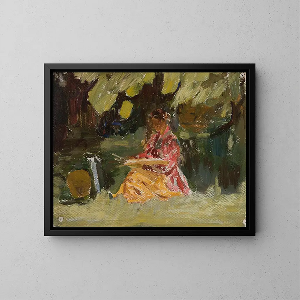 schilder aan het werk - Jan Cybis — ingelijst kunstwerk aan de muur