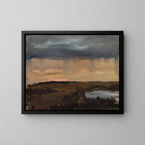 Regeninval vanaf de trein - Jan Cybis — ingelijst kunstwerk aan de muur
