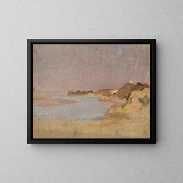 Landschap met rivier tijdens de reis naar India - Jan Cybis — ingelijst kunstwerk aan de muur