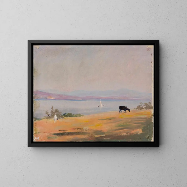 Zeezicht vanaf de reis naar Constantinopel - Jan Cybis — ingelijst kunstwerk aan de muur