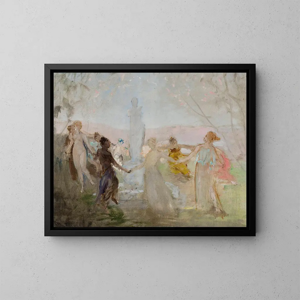 Esquisse voor de schilderij Processie rond het standbeeld van Venus van Milo - Jan Cybis — ingelijst kunstwerk aan de muur