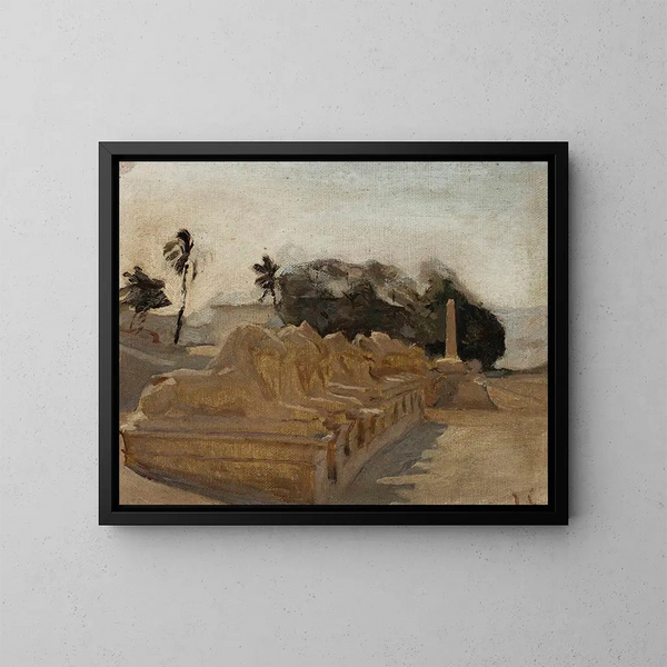 Tempel van Amon-Rê van Sphinx Alley in Karnak - Jan Cybis — ingelijst kunstwerk aan de muur