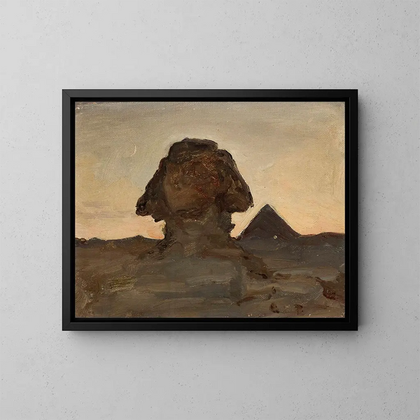 Sphinx bij maanlicht, van de reis naar Egypte - Jan Cybis — ingelijst kunstwerk aan de muur