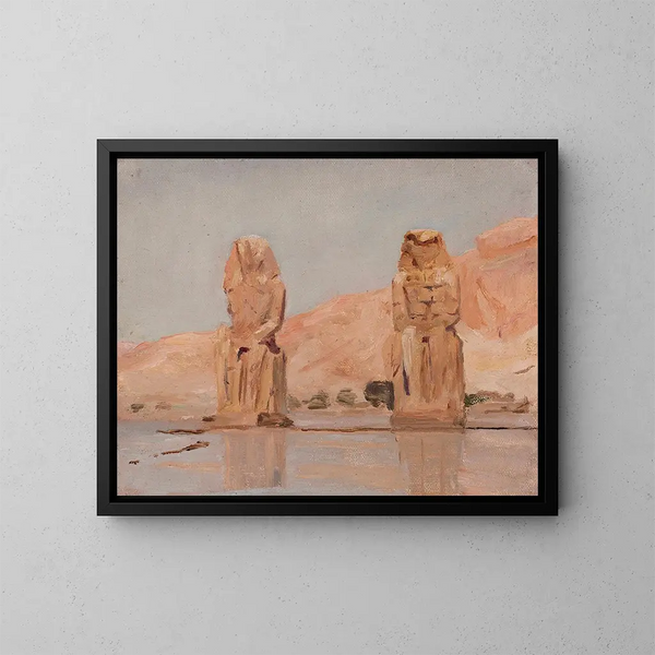van twee standbeelden uit de reis in Egypte - Jan Cybis — ingelijst kunstwerk aan de muur