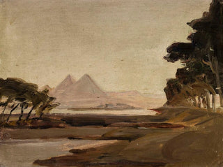 Vue des pyramides lors du voyage en Égypte - Jan Cybis — weergave van het kunstwerk