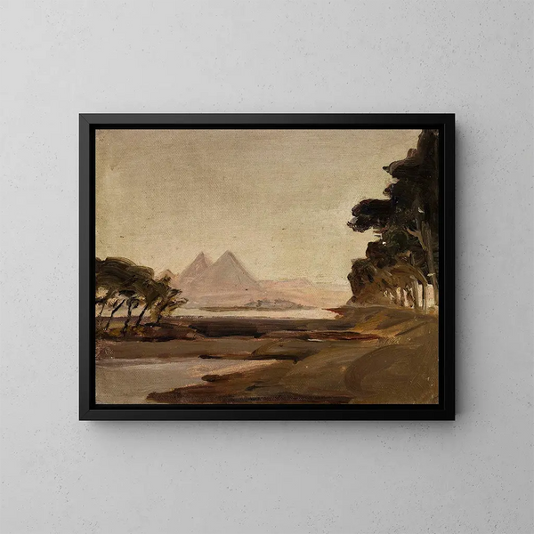 Vue des pyramides lors du voyage en Égypte - Jan Cybis — ingelijst kunstwerk aan de muur