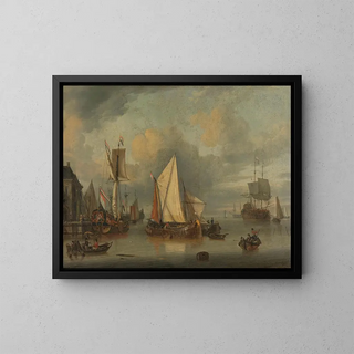 Jan Claesz Rietschoof - A Calm Ships in the Harbor by Calm Weather.webp
