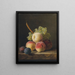 Natuurschilderij met perziken, druiven en pruimen op een tafelblad - Jan Frans van Dael — ingelijst kunstwerk aan de muur