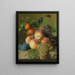 van een stilleven met perziken, druiven en pruimen op een stenen rand met een vogel en een vlinder - Jan Frans van Dael — ingelijst kunstwerk aan de muur