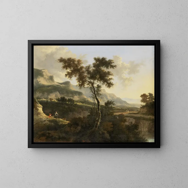 Mountain Landscape Painting - Jan Hackaert — framed artwork on a wall