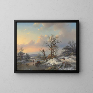 Jan Jacob Coenraad Spohler - Wood gatherers on the ice.webp