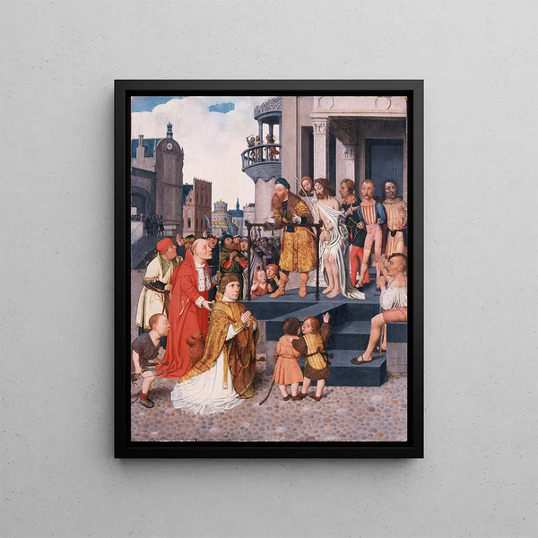 The Christ shown to the people - Jan Jansz Mostaert — framed artwork on a wall