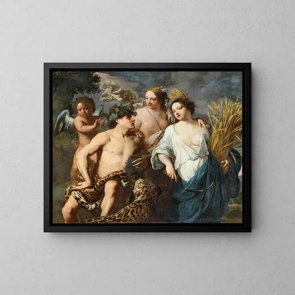 Ceres, Bacchus and Venus - Jan Miel — framed artwork on a wall