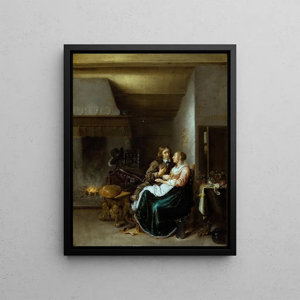A couple in an interior - Jan Miense Molenaer — framed artwork on a wall