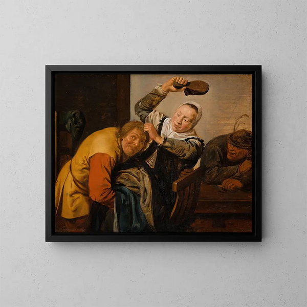 Les Cinq Sens: Le Toucher - Jan Miense Molenaer — framed artwork on a wall